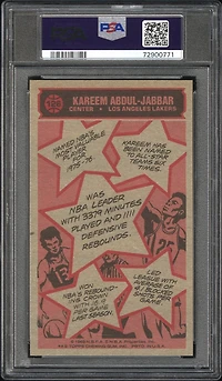 1976 Topps 126 Kareem Abdul-jabbar All-star PSA 8