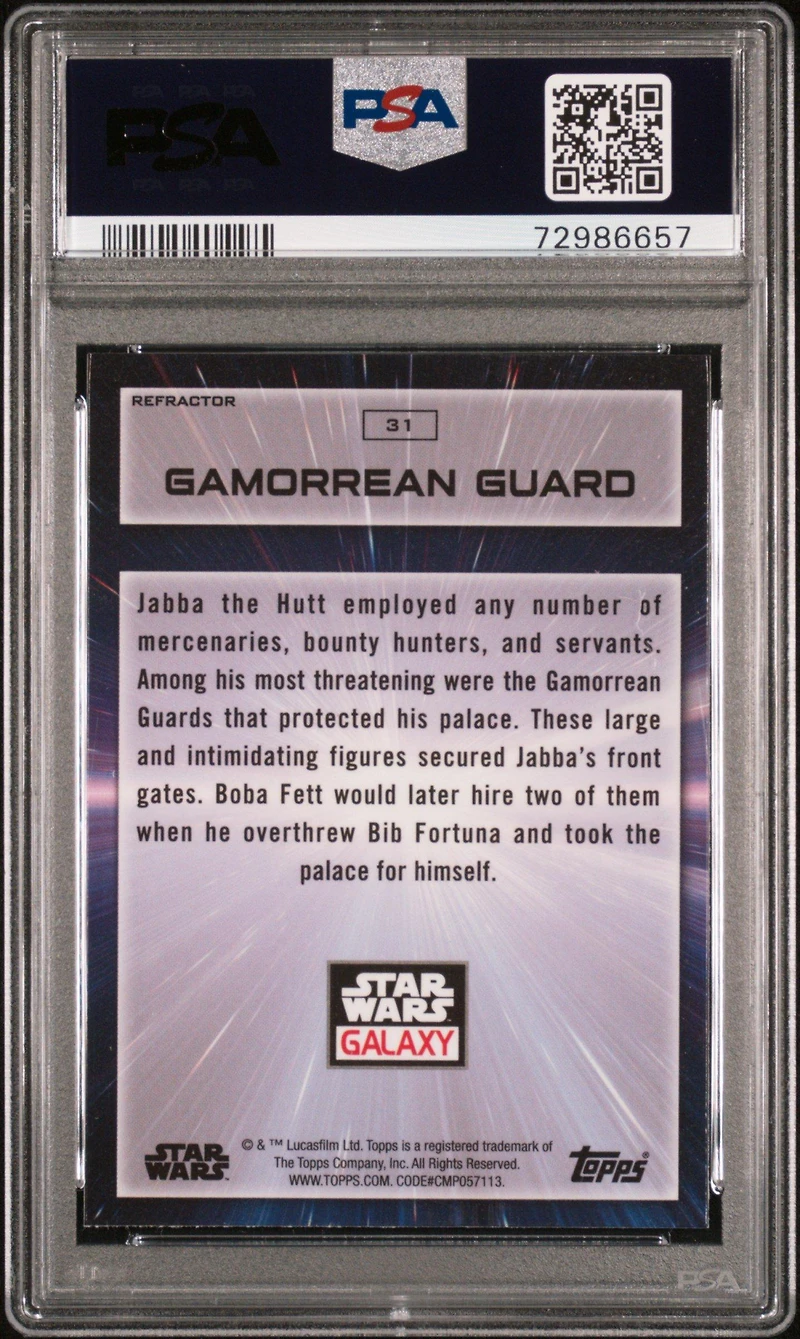 2022 Topps Chrome Star Wars Galaxy 31 Gamorrean Guard Refractor PSA 10