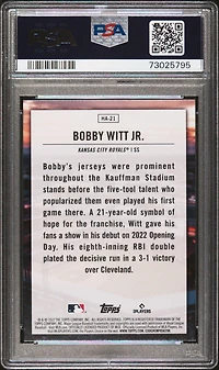 2022 Topps Home Field Advantage Ha21 Bobby Witt Jr. Update PSA 9