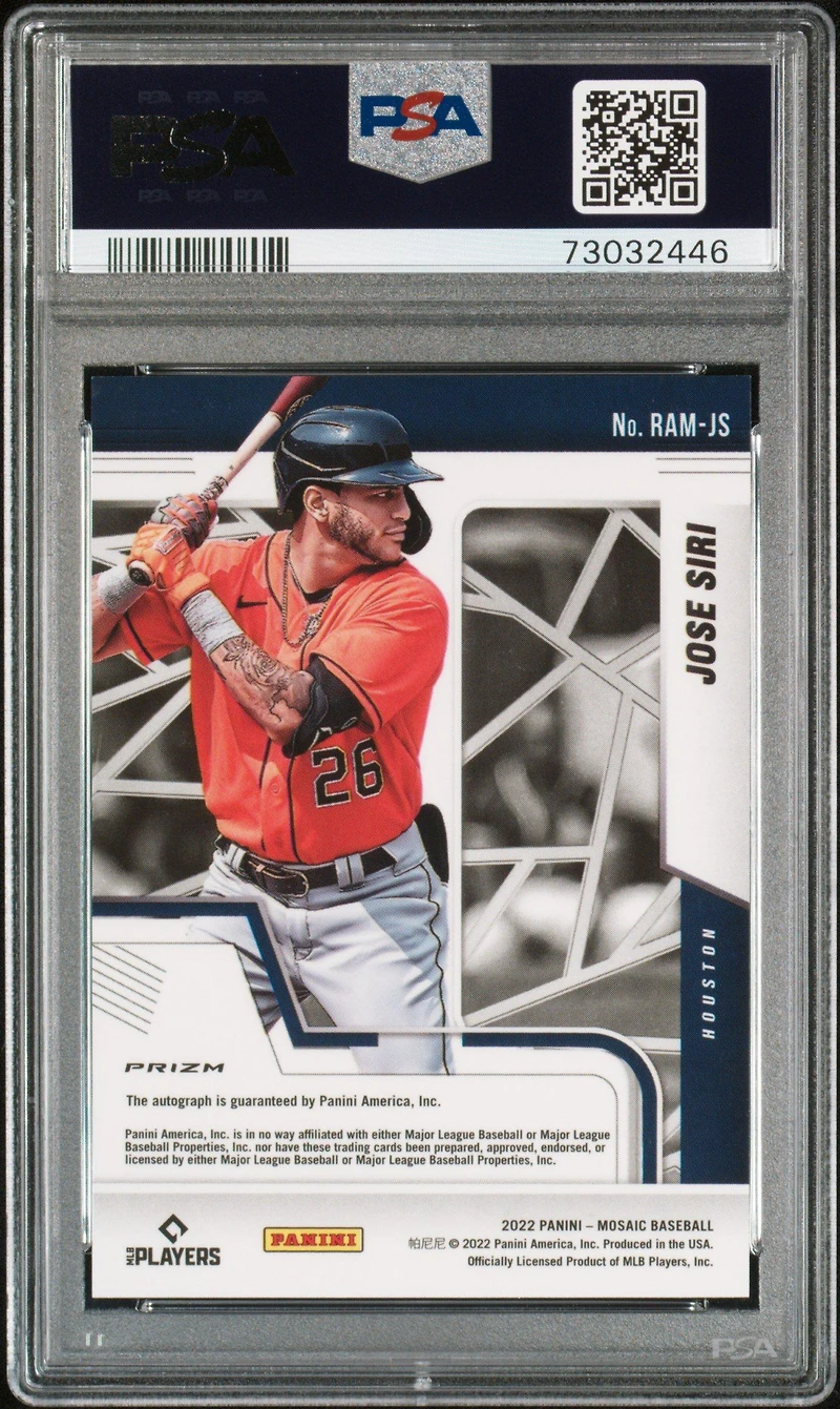 2022 Panini Mosaic Rookie Autographs Ramjs Jose Siri Mosaic PSA 10