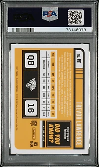 2021 Panini Classics 151 Trevor Lawrence Timeless Tributes Gold PSA 10