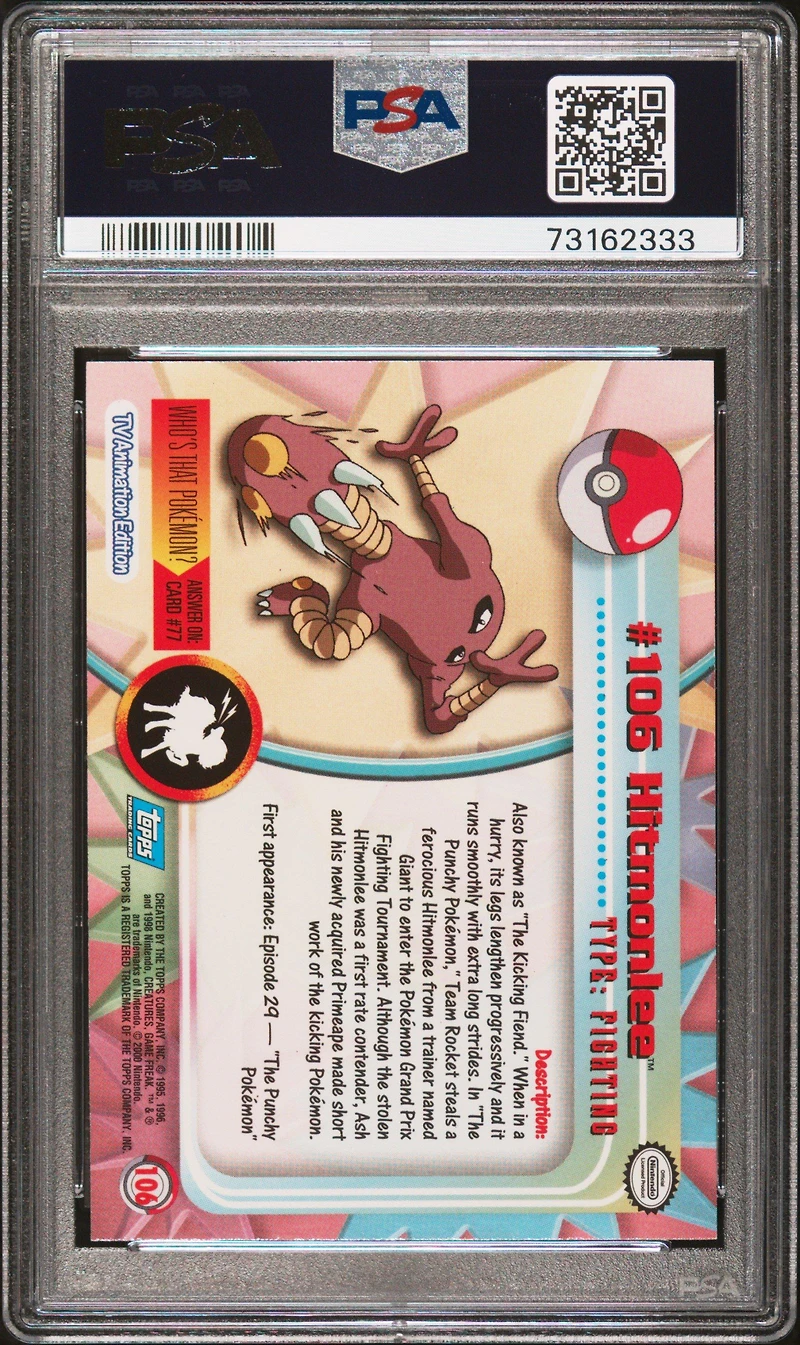 2000 Topps Pokemon Tv Animation Series 2 106 Hitmonlee Foil PSA 9