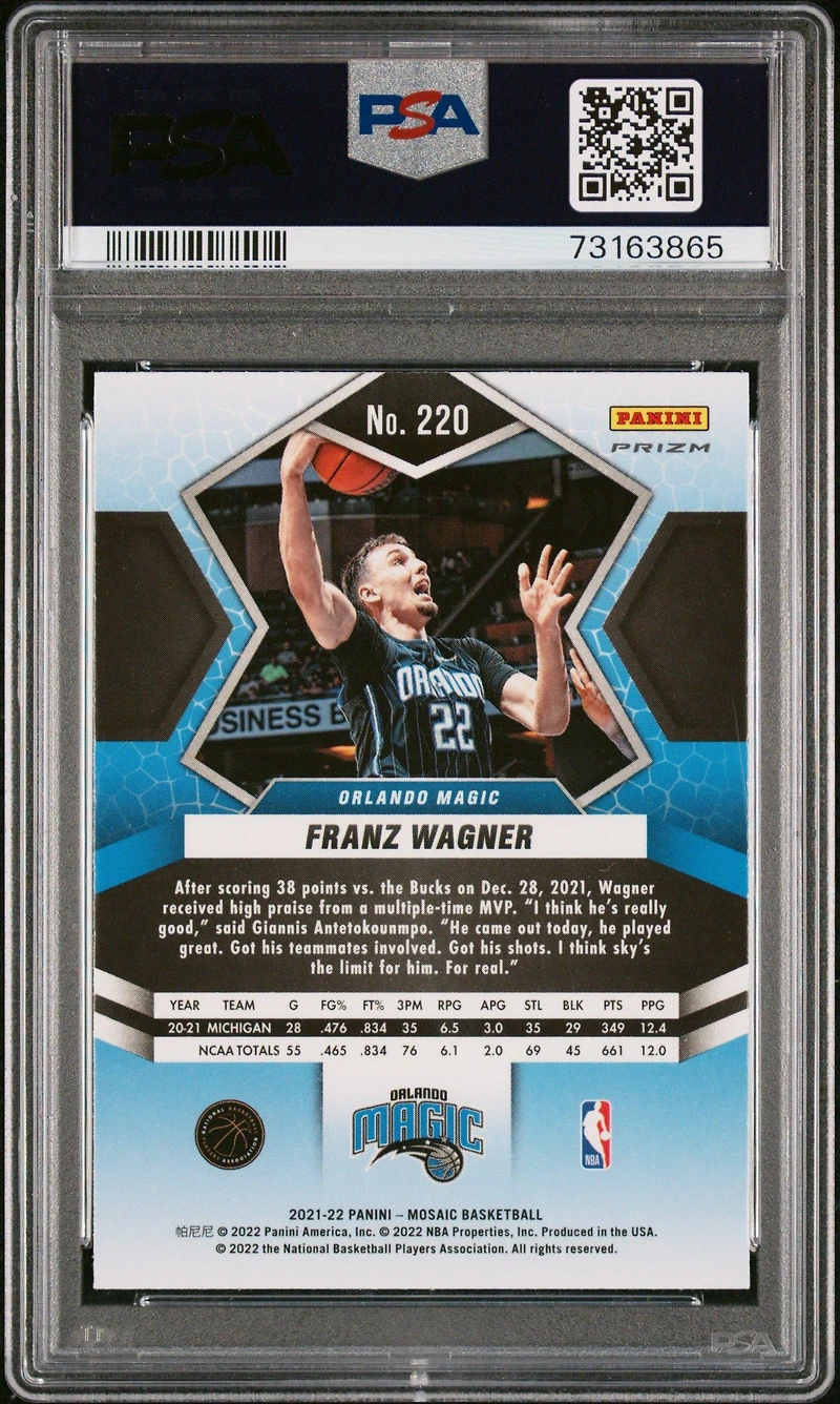 2021 Panini Mosaic 220 Franz Wagner Red Mosaic PSA 10