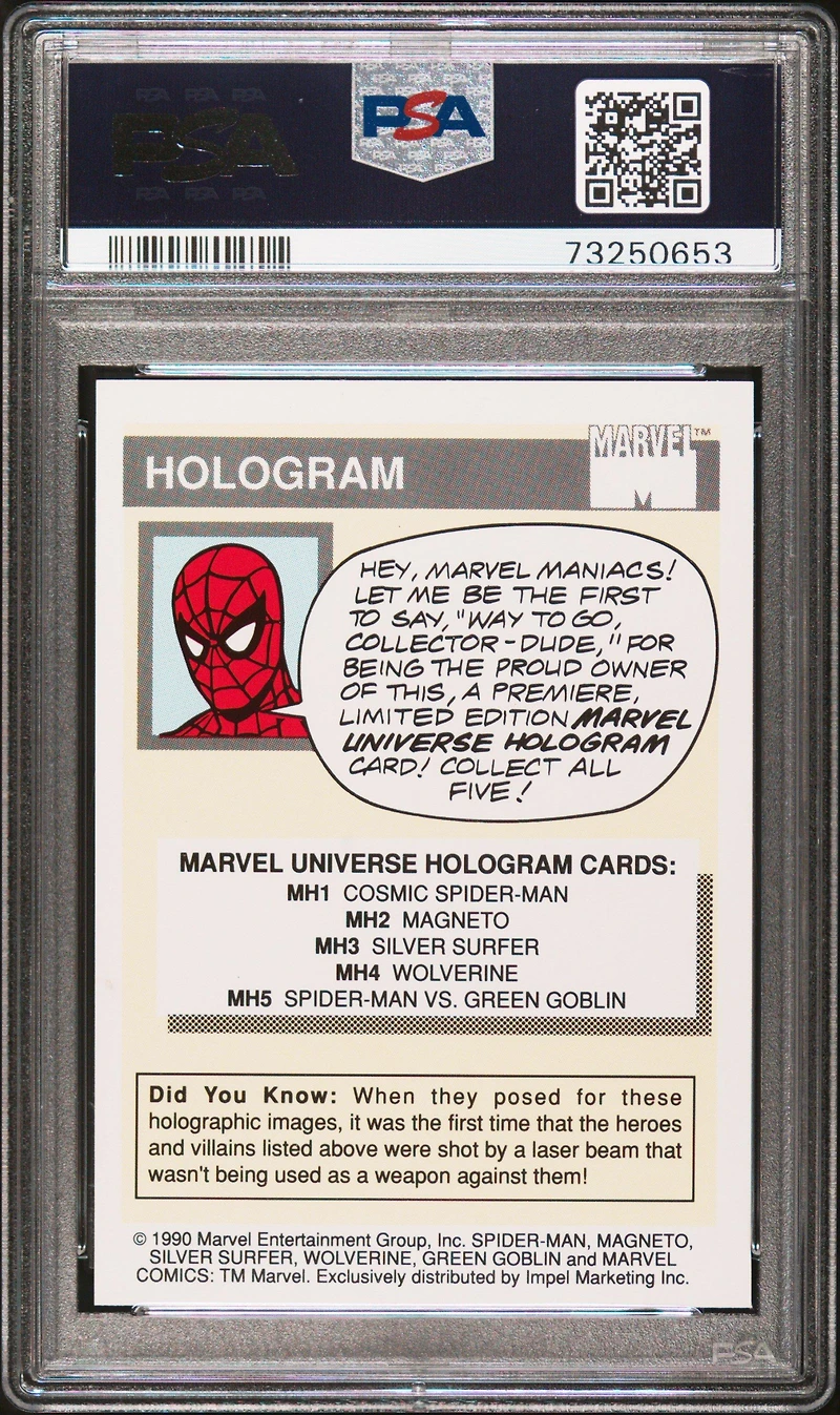 1990 Marvel Universe Hologram Mh3 Silver Surfer PSA