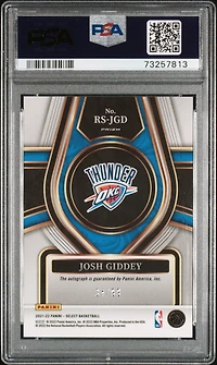 2021 Panini Select Rookie Signatures Rsjgd Josh Giddey Neon Green Prizm PSA 10