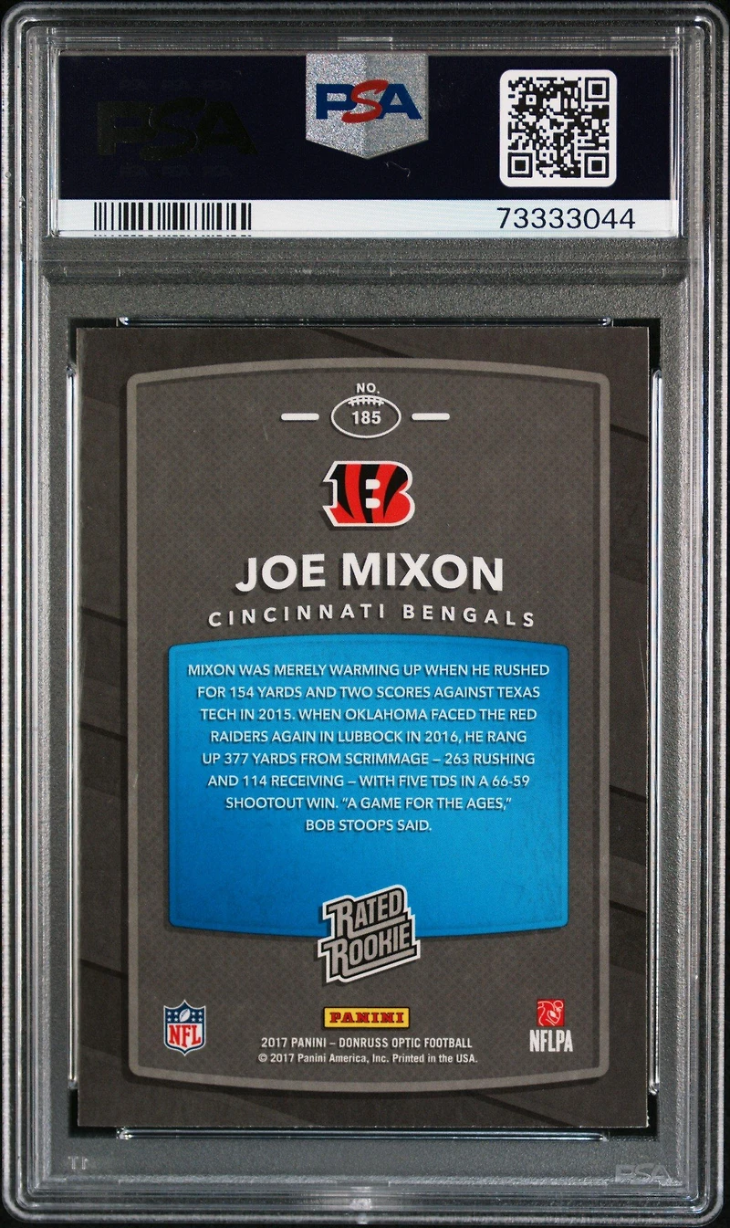 2017 Panini Donruss Optic 185 Joe Mixon PSA 10