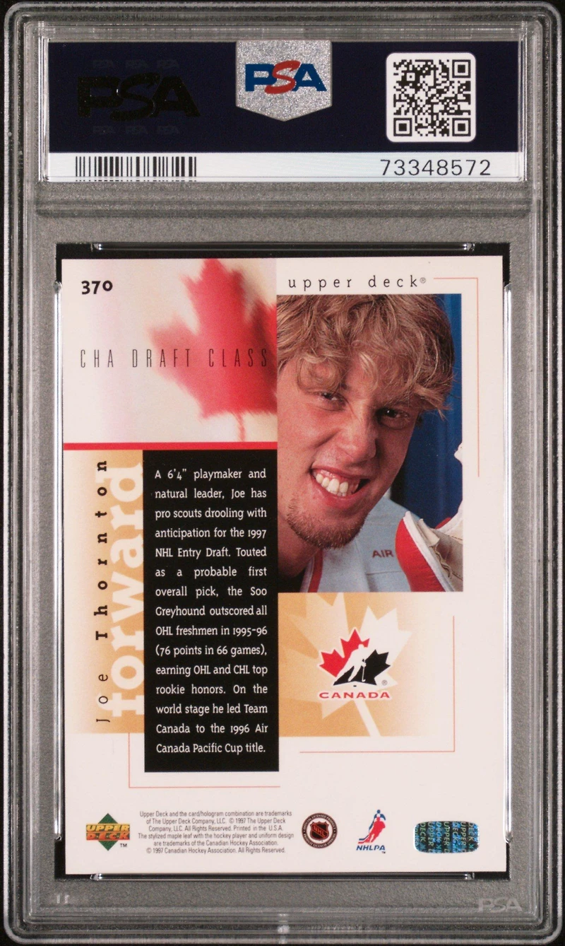 1996 Upper Deck 370 Joe Thornton PSA 10