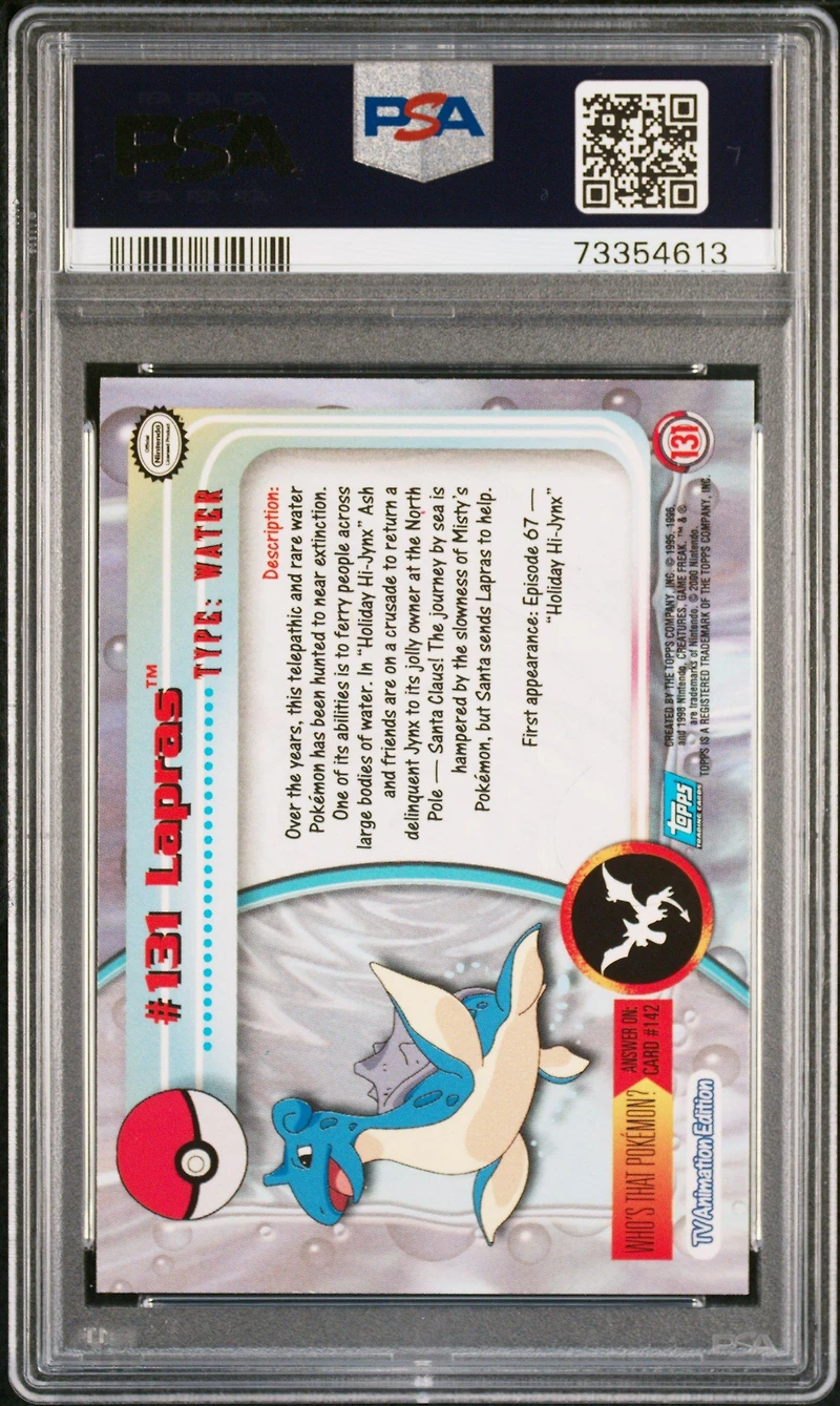 2000 Topps Pokemon Tv Animation Series 3 131 Lapras Foil PSA 9