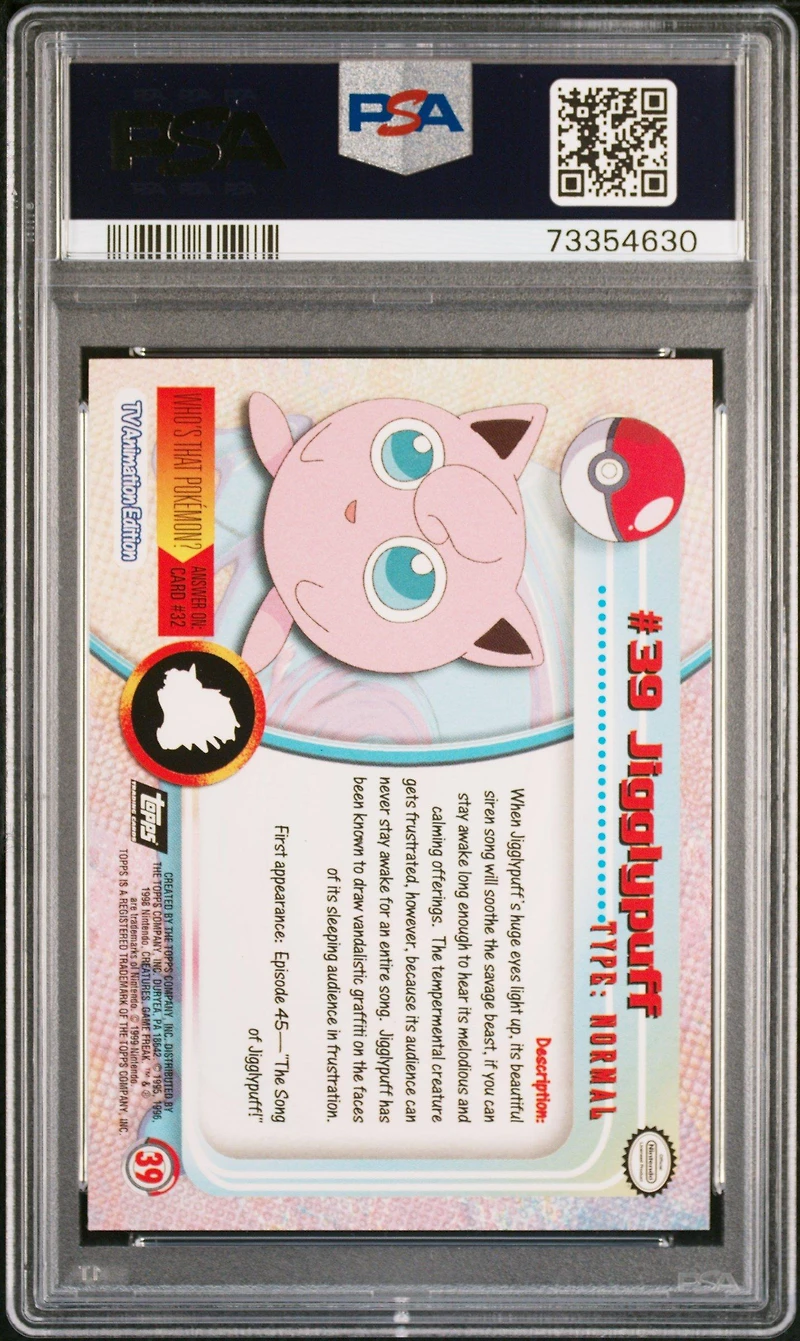 1999 Topps Pokemon Tv 39 Jigglypuff Foil PSA 9