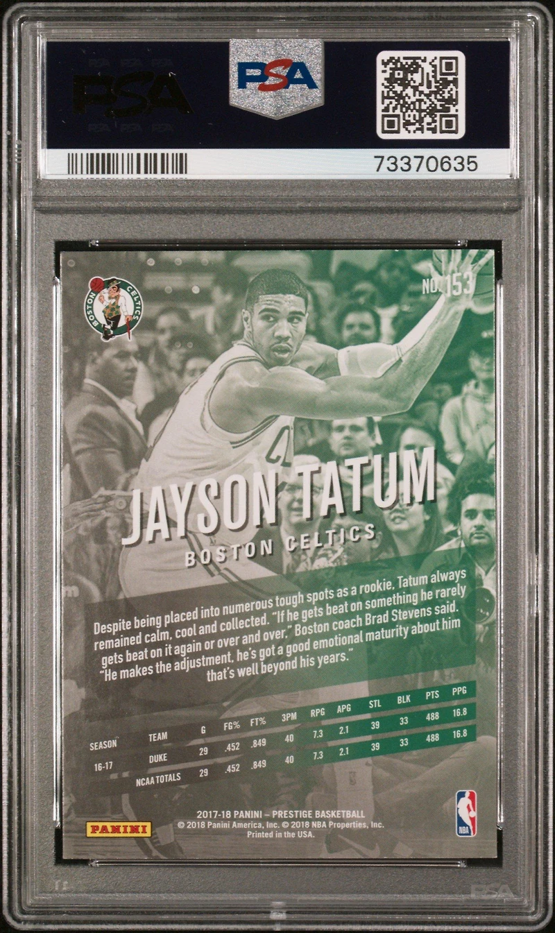 2017 Panini Prestige 153 Jayson Tatum PSA 9