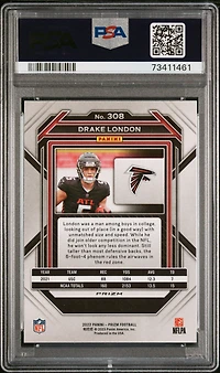 2022 Panini Prizm 308 Drake London Silver Prizm PSA 10