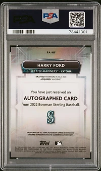 2022 Bowman Sterling Prospect Autographs Pahf Harry Ford PSA 10