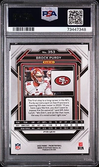 2022 Panini Prizm 353 Brock Purdy Silver Prizm PSA