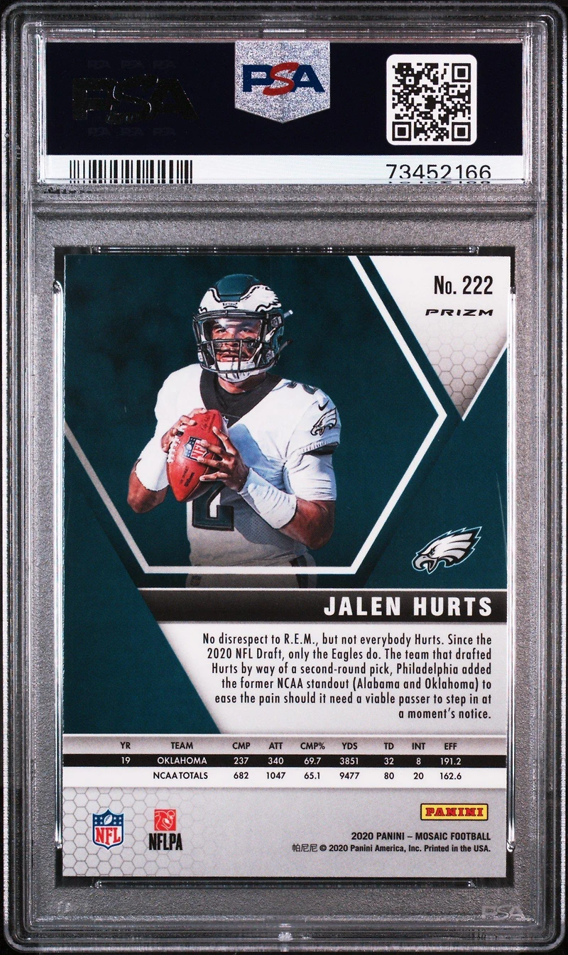 2020 Panini Mosaic 222 Jalen Hurts Green Mosaic PSA 10