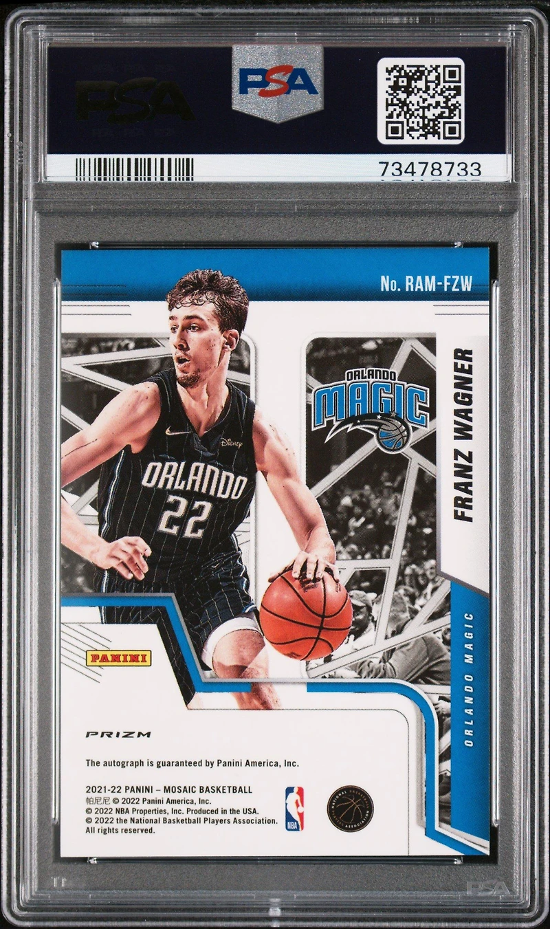 2021 Panini Mosaic Rookie Autographs Mosaic Ramfzw Franz Wagner PSA 9