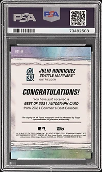 2021 Bowman's Best Best Of 2021 Autographs B21jr Julio Rodriguez PSA 10