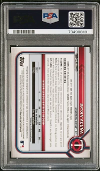 2022 Bowman Chrome Prospect Autographs Cpaba Bryan Acuna PSA 10