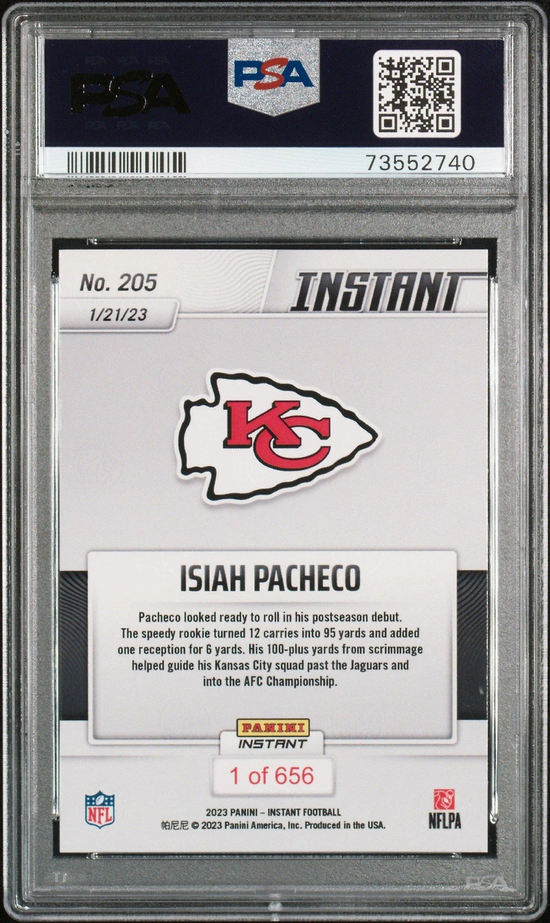 2022 Panini Instant Nfl 205 Isiah Pacheco PSA 10