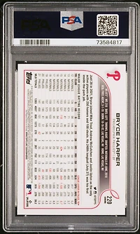 2022 Topps Chrome Sonic 220 Bryce Harper Black & White Raywave Refractor PSA 9