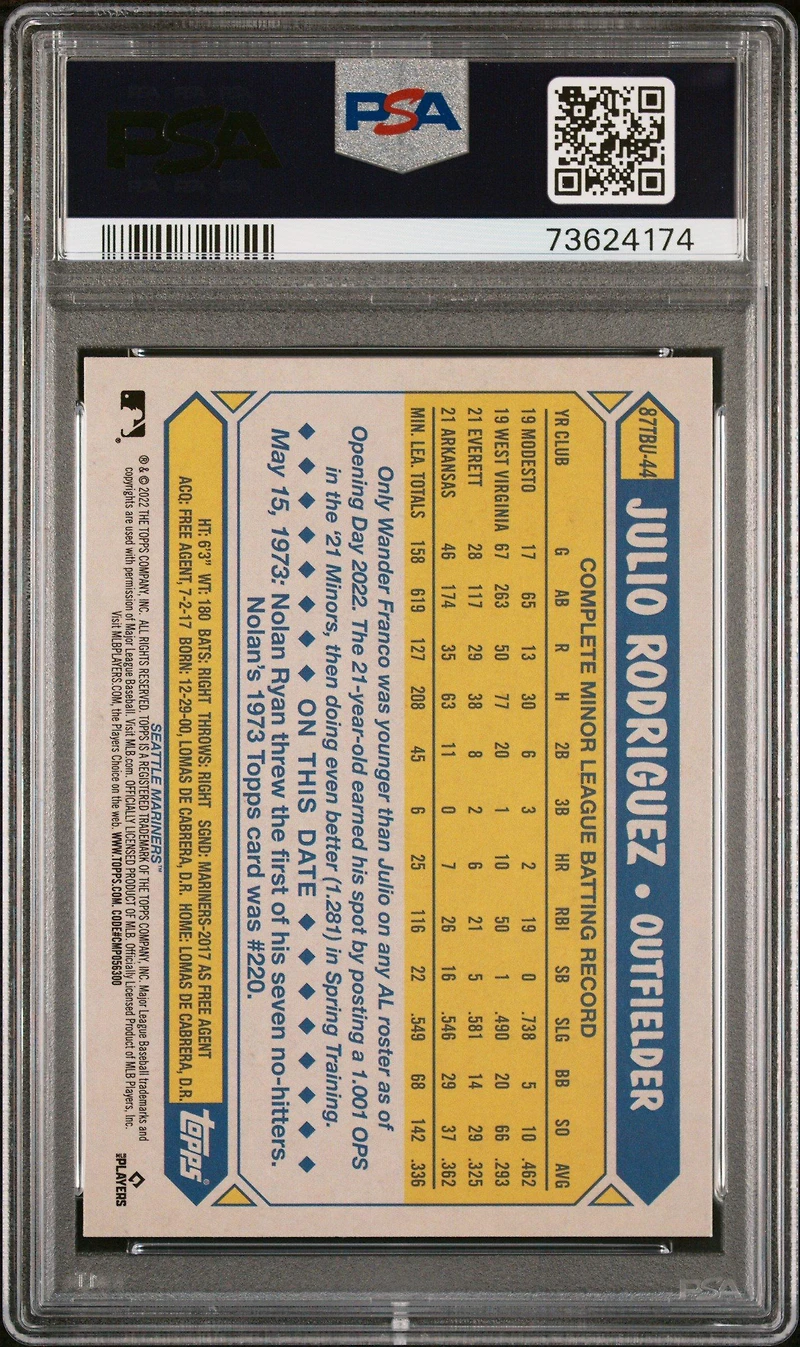 2022 Topps Update 1987 Topps Baseball 87tbu44 Julio Rodriguez PSA