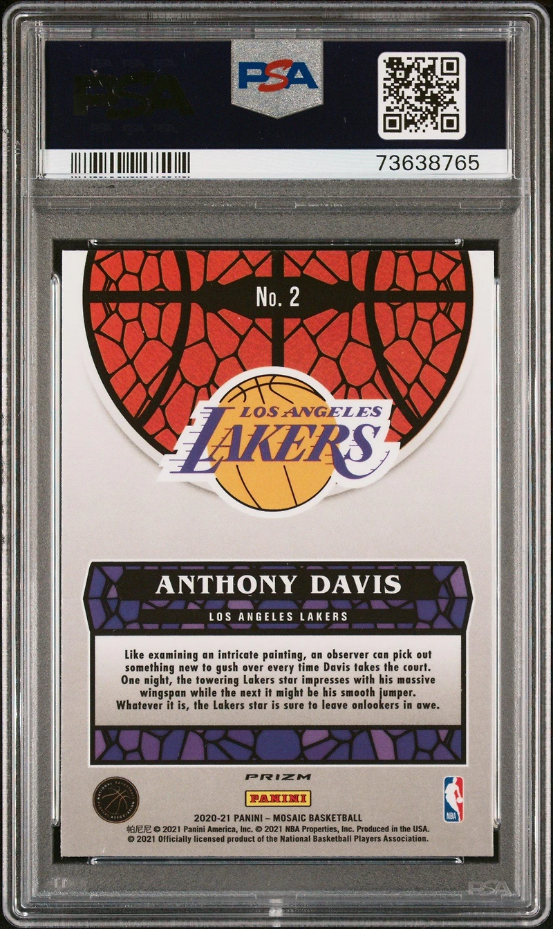 2020 Panini Mosaic Stained Glass 2 Anthony Davis PSA 10