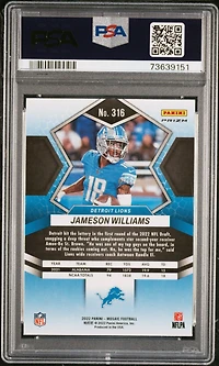 2022 Panini Mosaic 316 Jameson Williams White Sparkle PSA 10