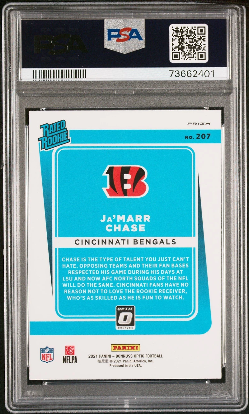 2021 Panini Donruss Optic 207 Ja'marr Chase Holo PSA 9