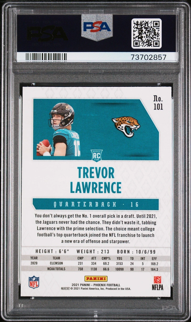 2021 Panini Phoenix 101 Trevor Lawrence Fire Burst PSA 10