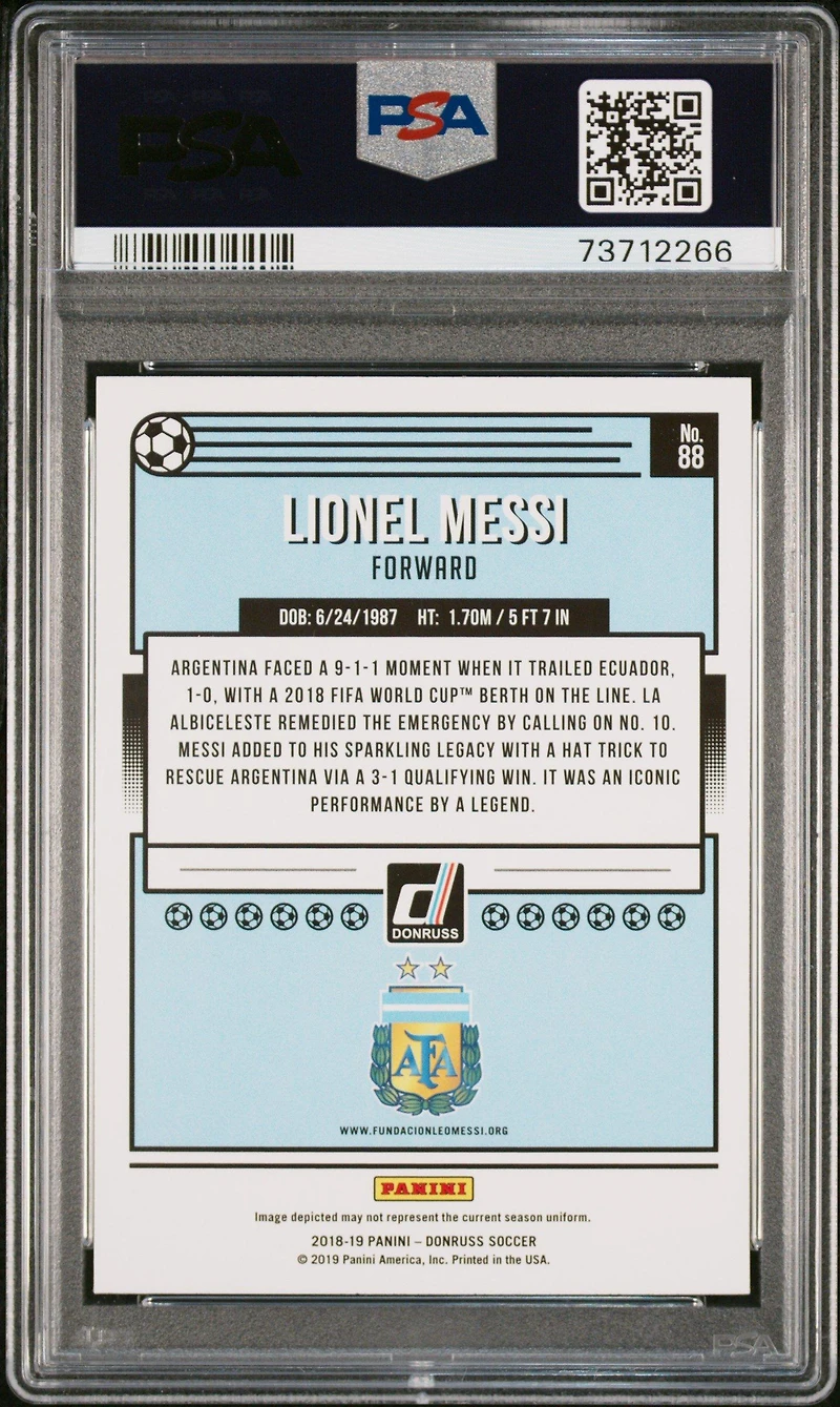 2018 Panini Donruss 88 Lionel Messi PSA 10