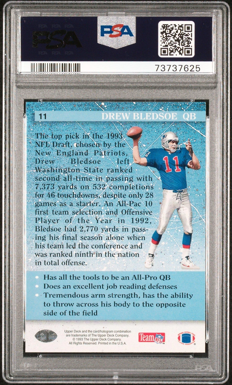 1993 Upper Deck 11 Drew Bledsoe PSA 10