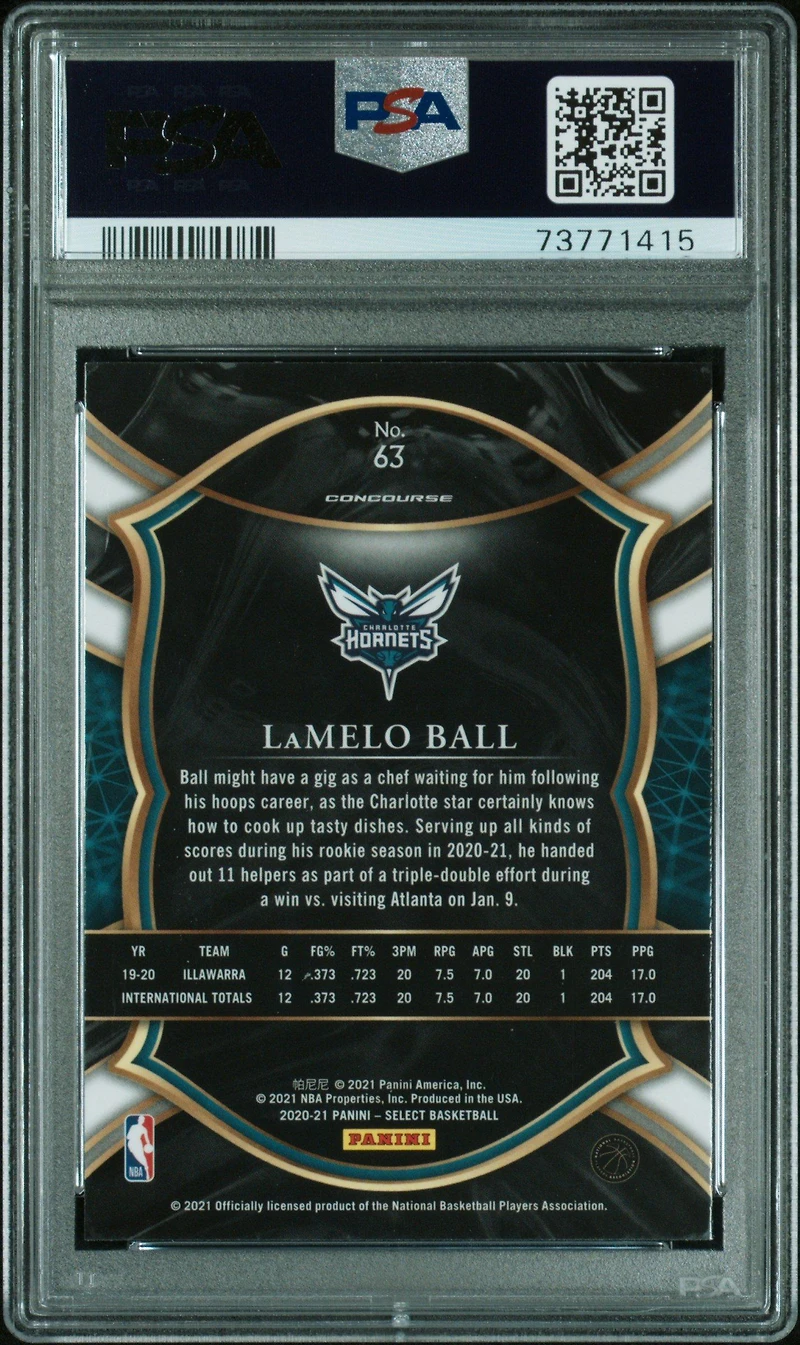 2020 Panini Select 63 Lamelo Ball Blue Retail PSA 10