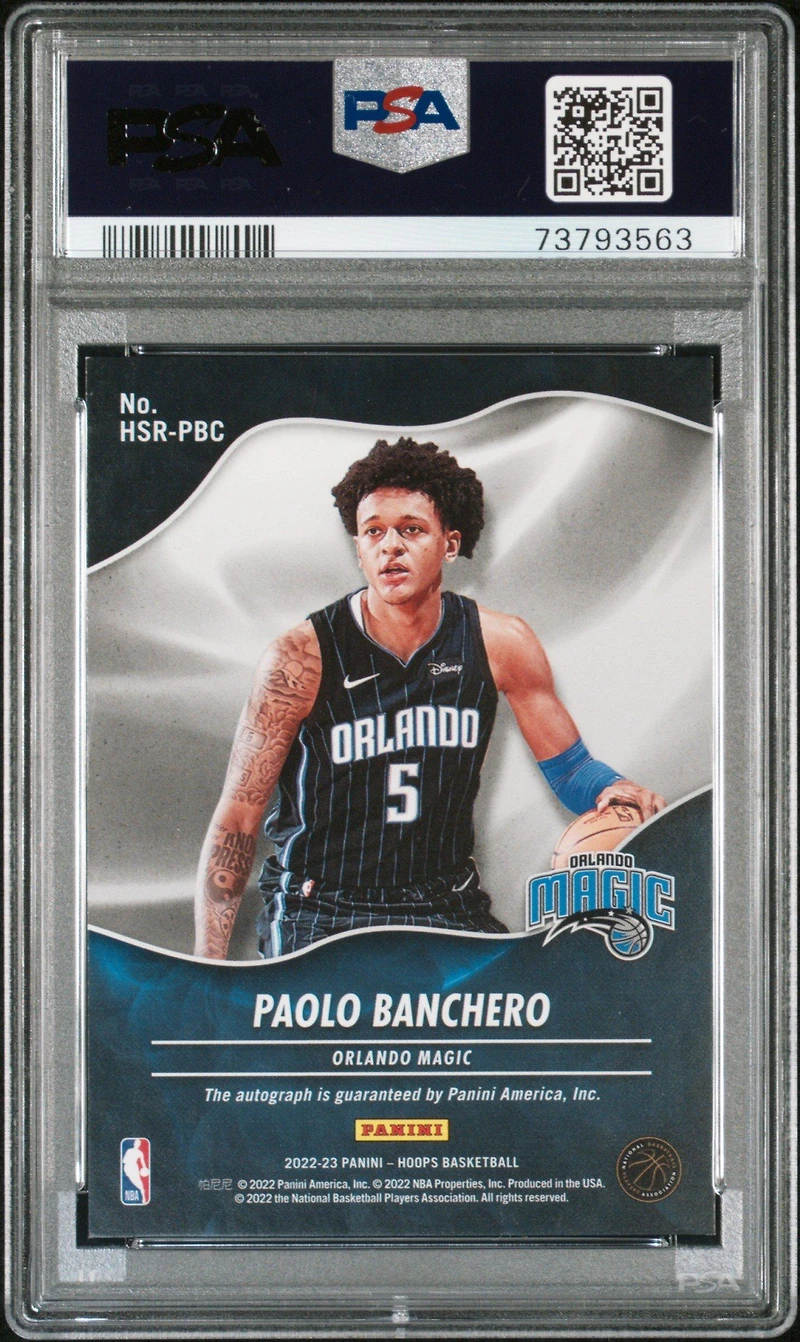2022 Panini Nba Hoops Hot Signatures Rookies Hsrpbc Paolo Banchero PSA 8