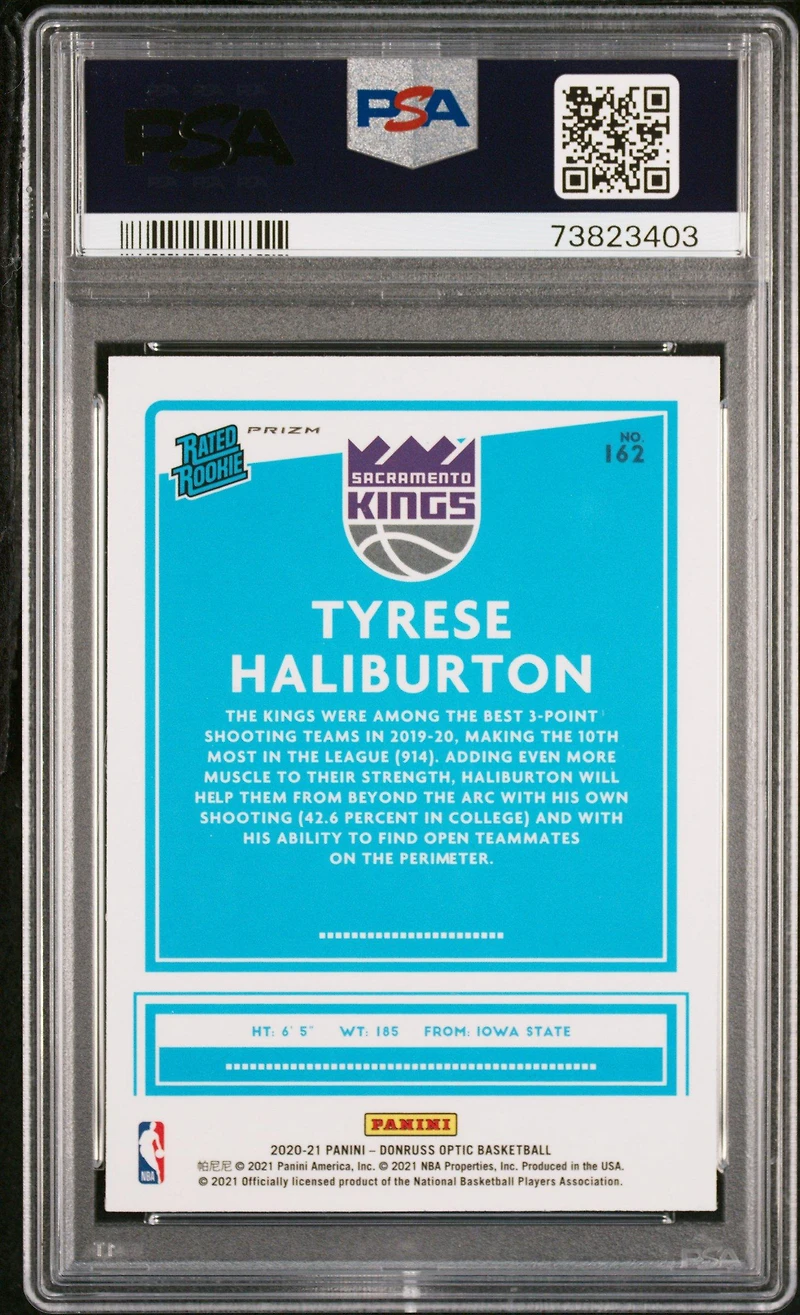 2020 Panini Donruss Optic 162 Tyrese Haliburton Fanatics Box Set PSA 10