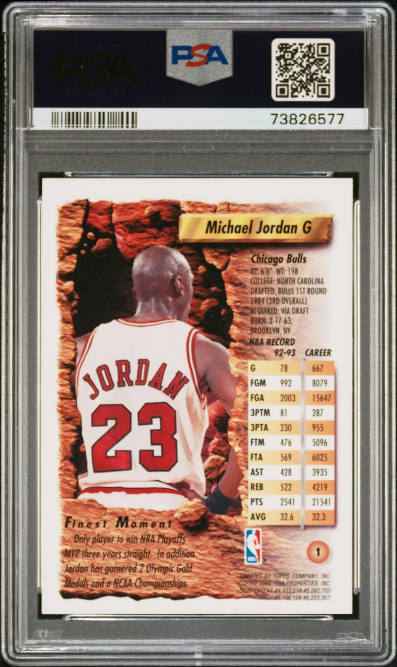 1993 Finest 1 Michael Jordan PSA 8