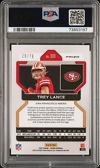2021 Panini Prizm 333 Trey Lance No Huddle Blue PSA 10
