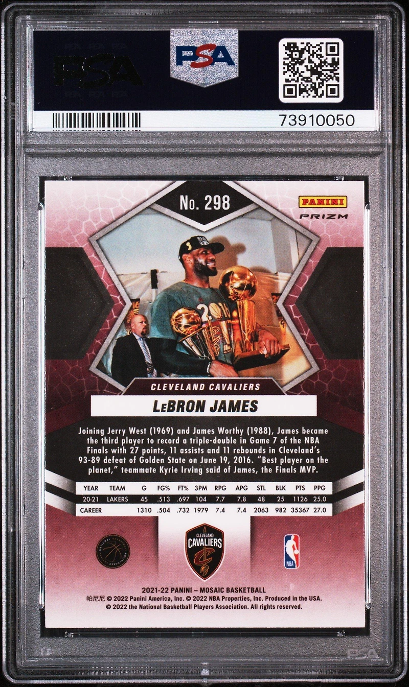 2021 Panini Mosaic 298 Lebron James PSA 10
