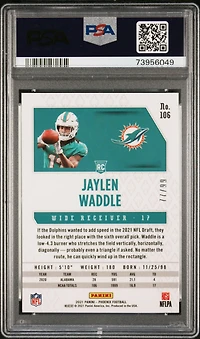 2021 Panini Phoenix 106 Jaylen Waddle Orange Lazer PSA 10