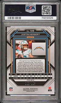 2022 Panini Prizm 149 Justin Herbert Purple Prizm PSA 9