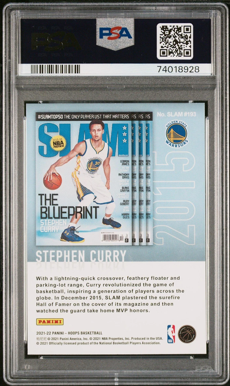 2021 Panini Nba Hoops Slam 193 Stephen Curry PSA 10