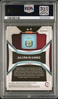 2022 Panini Prizm World Cup Qatar 4 Julian Alvarez Silver Prizm PSA 9