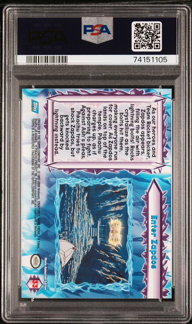 2000 Topps Pokemon The Movie 2000 33 Enter Zapdos PSA 9