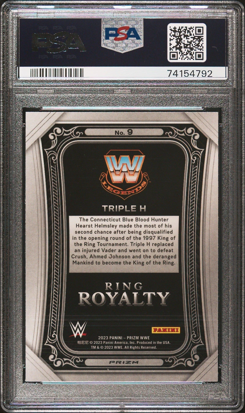 2023 Panini Prizm Wwe Ring Royalty 9 Triple H Silver Prizm PSA 10