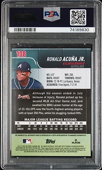 2022 Topps Stadium Club 108 Ronald Acuna Jr. PSA 9