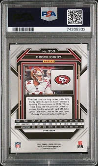 2022 Panini Prizm 353 Brock Purdy Green Prizm PSA 10