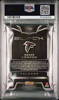 2022 Panini Black 104 Drake London Gold PSA 10