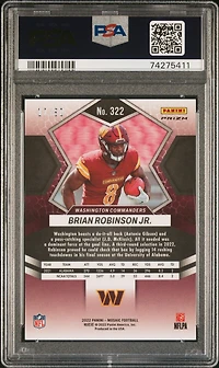 2022 Panini Mosaic 322 Brian Robinson Jr. No Huddle Purple PSA 10