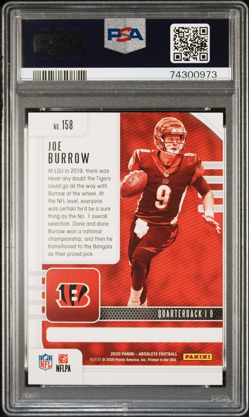 2020 Panini Absolute 158 Joe Burrow Red Squares PSA 10