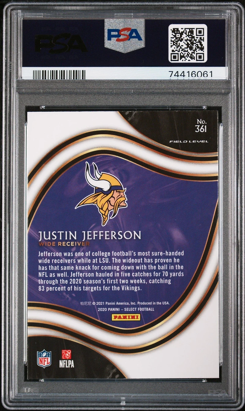 2020 Panini Select 361 Justin Jefferson PSA 10