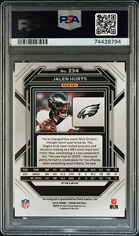 2022 Panini Prizm 234 Jalen Hurts Autograph PSA 9