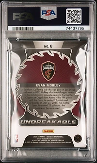 2021 Panini Obsidian Unbreakable 8 Evan Mobley PSA 9
